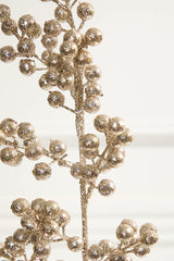 24" Champagne Glittered Cluster Berry Spike Spray