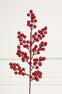 24" Red Glittered Cluster Berry Spike Spray
