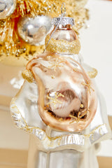 8" Glass La Vie Vintage Santa with Child Ornament