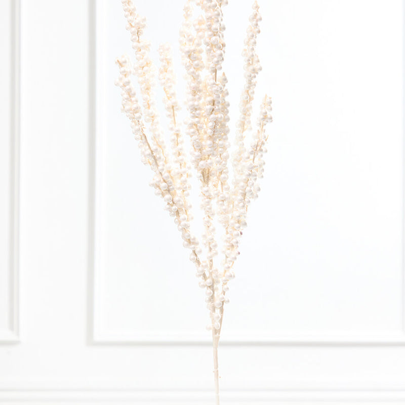 40" White Metallic Spike Berry Spray
