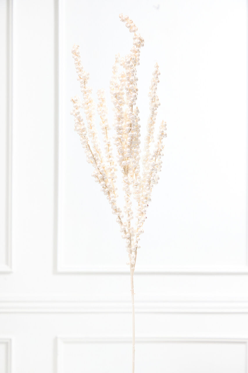 40" White Metallic Spike Berry Spray