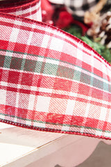 4”x 10 Yard Red/Black/White Plaid Ribbon
