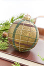 4" Glass Matte Plaid Ball - Green