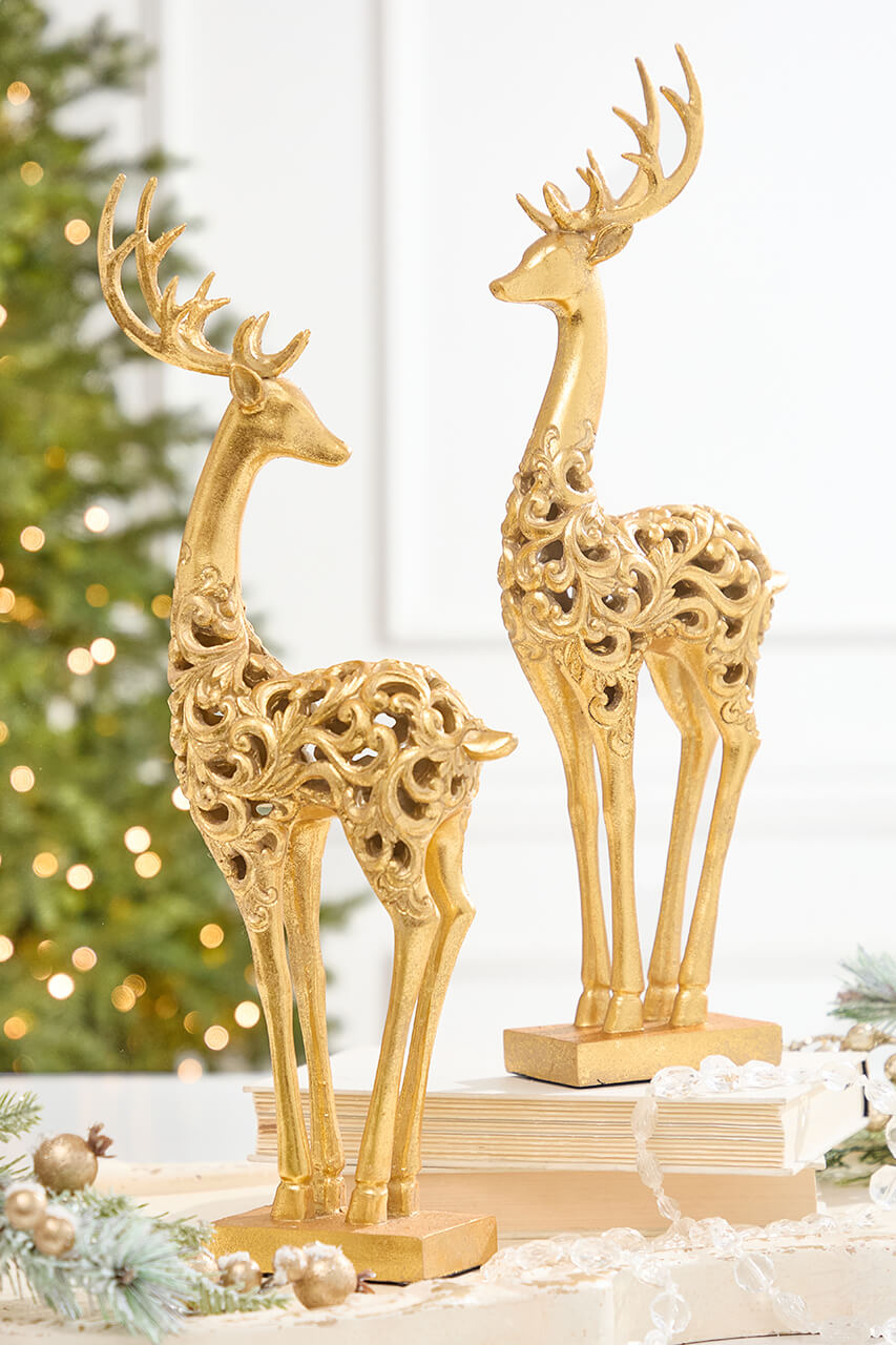 18" Resin Scroll Deer - 2 Assorted