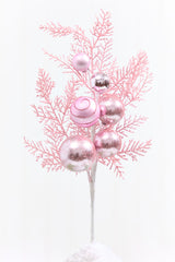 15" Pink Glitter Ball Metallic Cedar Spray