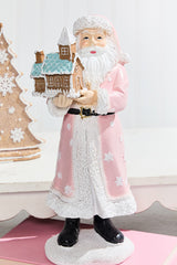11.5" Resin Santa with Gingerbread House