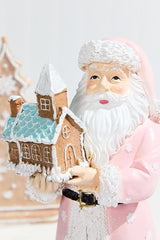 11.5" Resin Santa with Gingerbread House