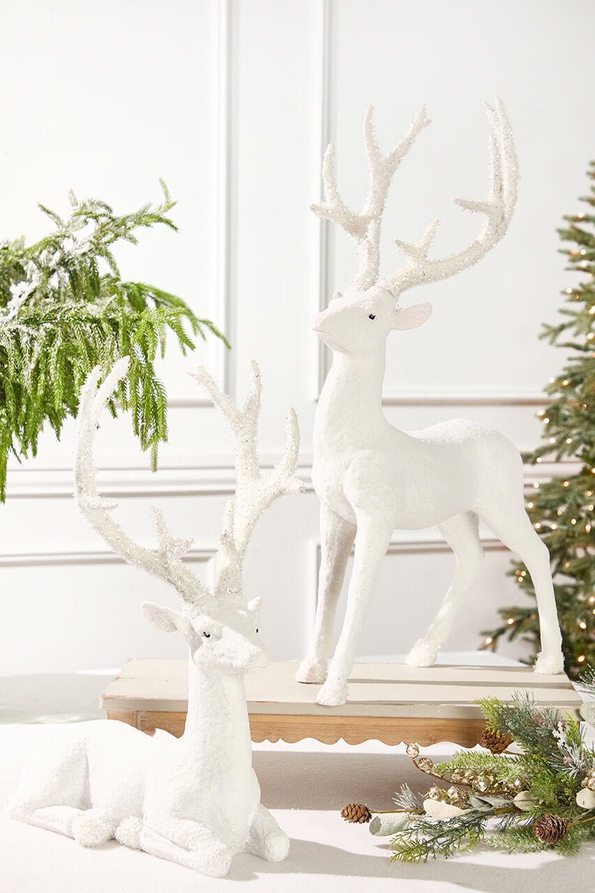 Resin Frozen Forest Flocked Deer