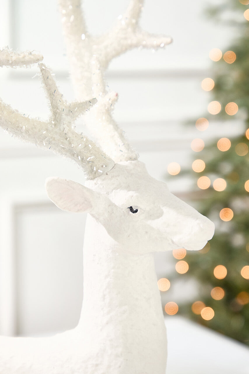 Resin Frozen Forest Flocked Deer