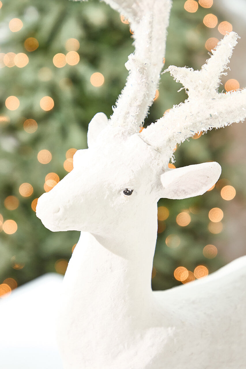 Resin Frozen Forest Flocked Deer