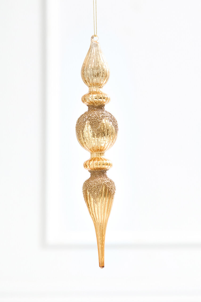 11" Champagne Mercury Glass Finial Ornament