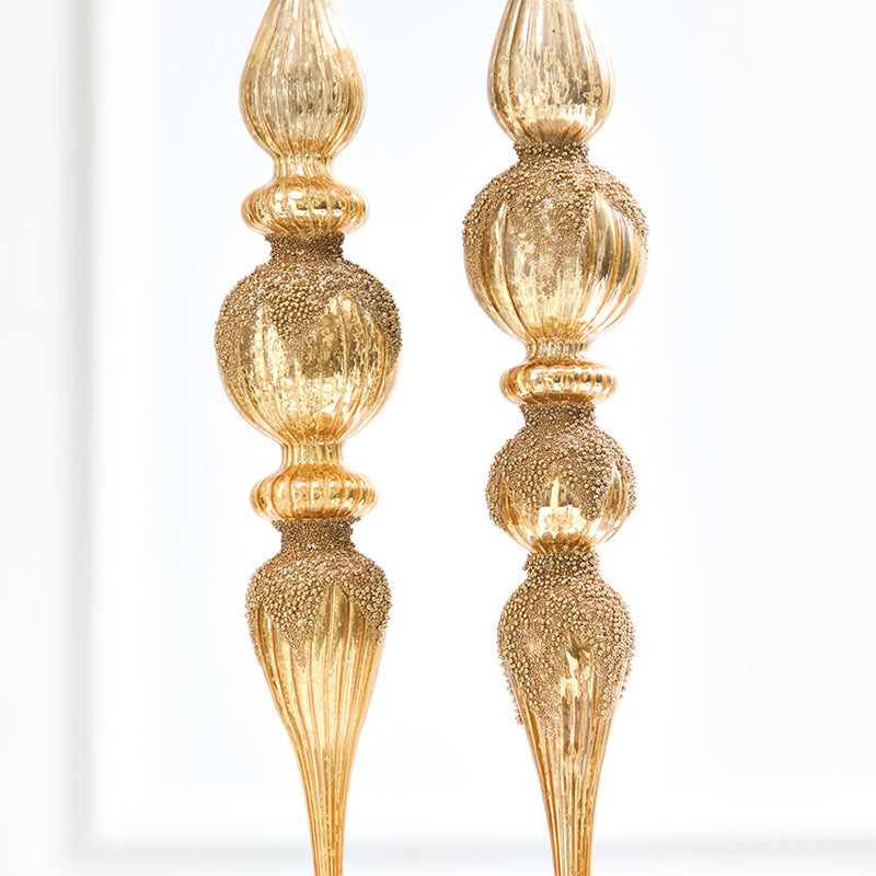 11" Champagne Mercury Glass Finial Ornament