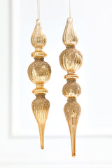 11" Champagne Mercury Glass Finial Ornament