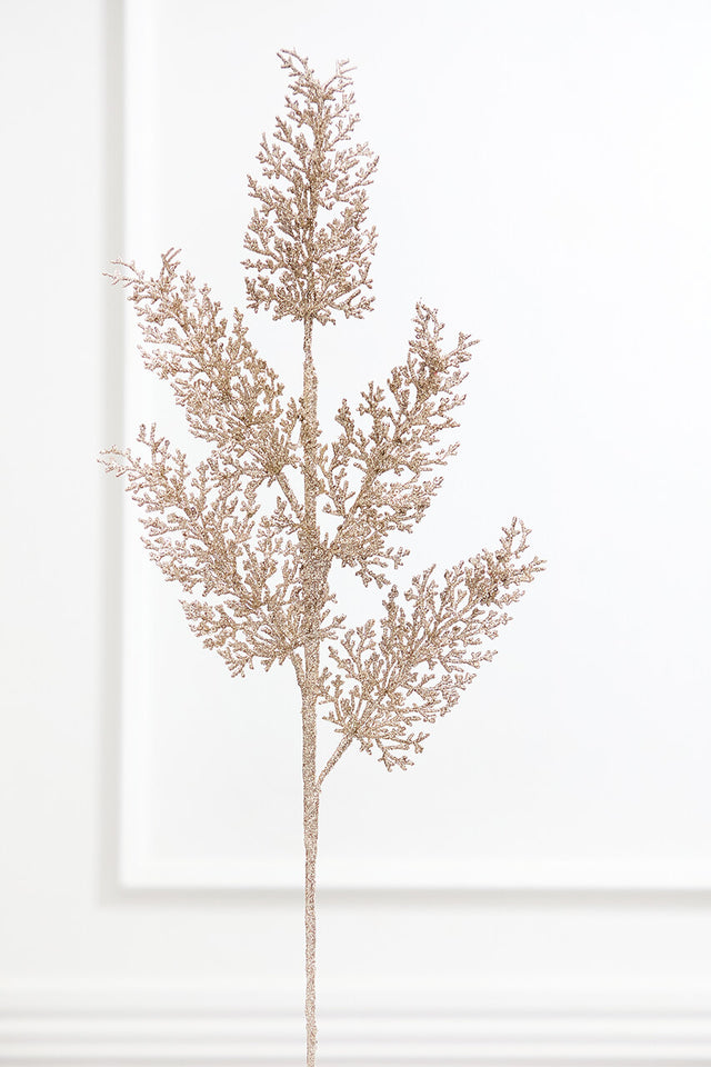 31" Champagne Sequin Coral Leaf Spray