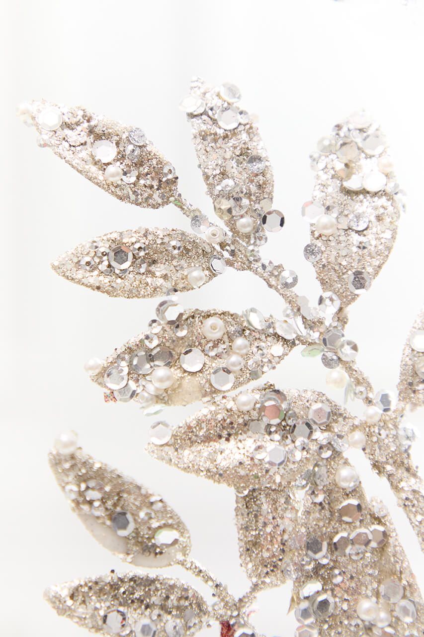 30" Pearl Sequin Ruscus Spray