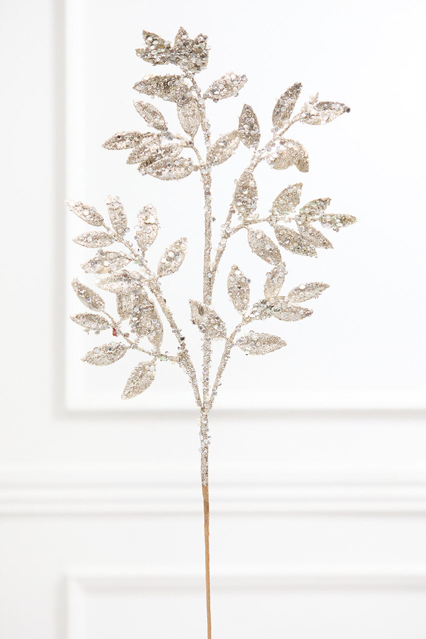 30" Pearl Sequin Ruscus Spray