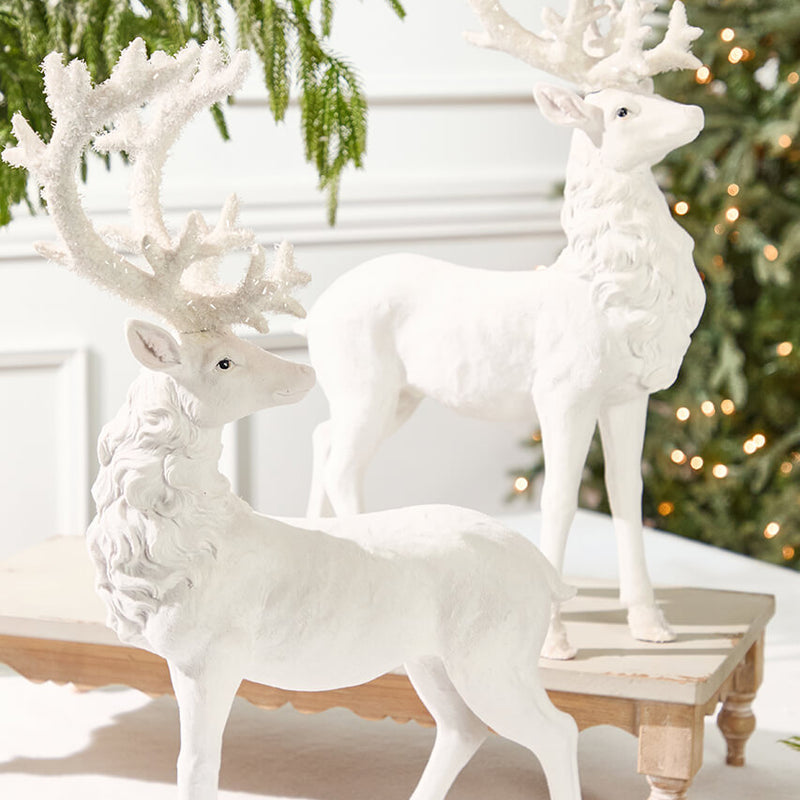 20.5" Resin Frozen Forest Flocked Deer