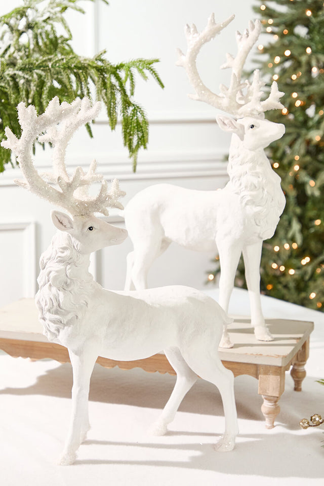 20.5" Resin Frozen Forest Flocked Deer