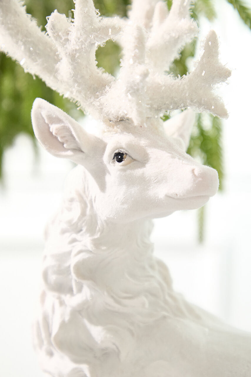 20.5" Resin Frozen Forest Flocked Deer