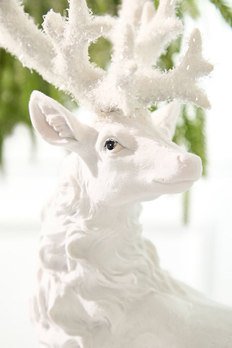 20.5" Resin Frozen Forest Flocked Deer