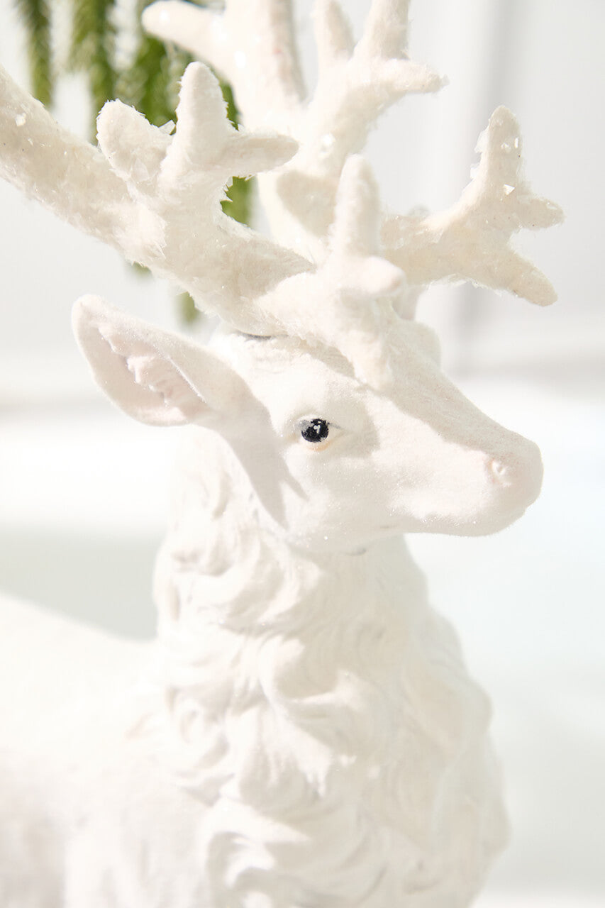 20.5" Resin Frozen Forest Flocked Deer