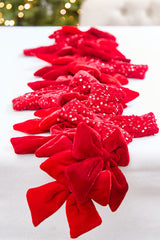 48" Red Velvet Sequin Bow Garland