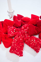 48" Red Velvet Sequin Bow Garland