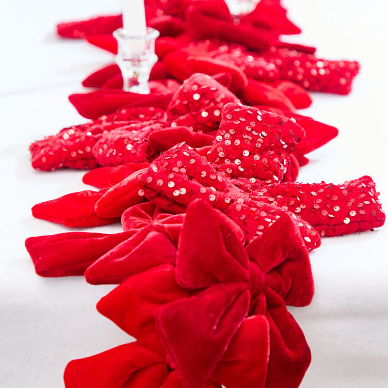 48" Red Velvet Sequin Bow Garland