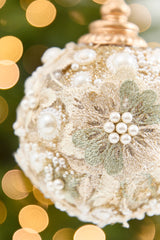 4" Embellished Pearl Glitter Ornament