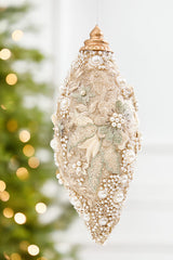 10" Embellished Pearl Glitter Finial Ornament