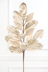 31" Glitter Beaded Fruited Magnolia Spray