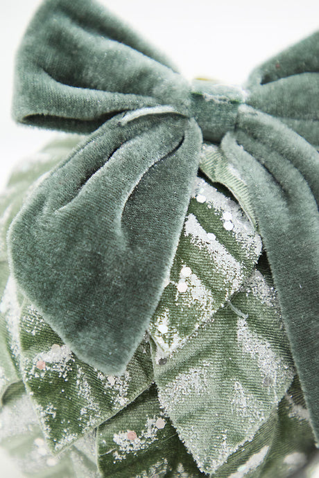5" Velvet Leaf Ornament with Bow