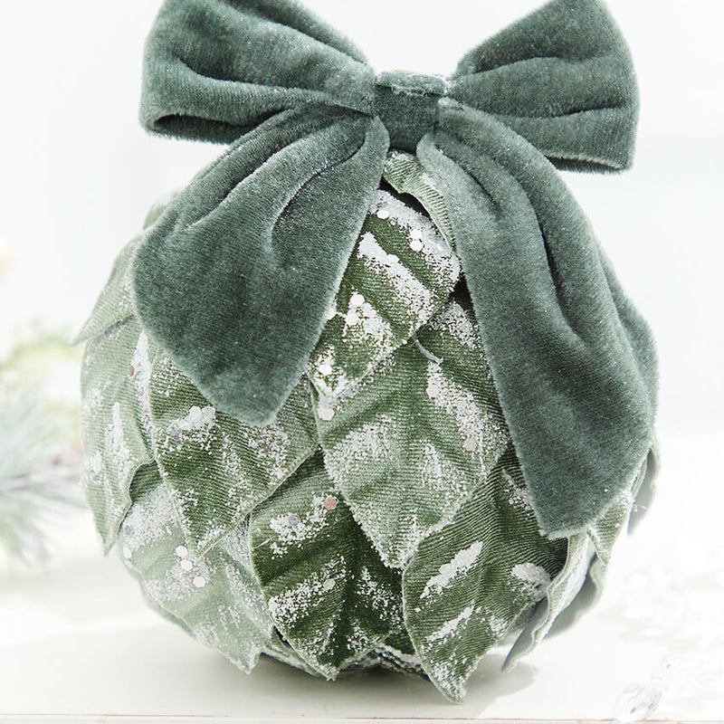 5" Velvet Leaf Ornament with Bow