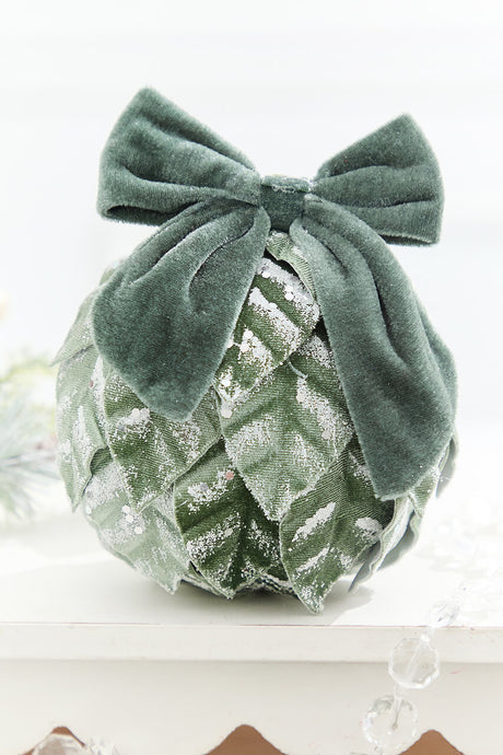 5" Velvet Leaf Ornament with Bow