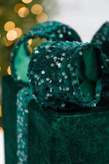 12" Green Velvet Sequin Gift Box