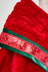 20" Red Velvet with Braided Cuff Stocking