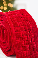 5" x 3 Yard Red Velvet Braided Ribbon