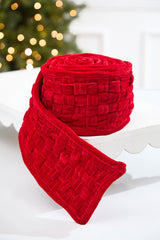 5" x 3 Yard Red Velvet Braided Ribbon