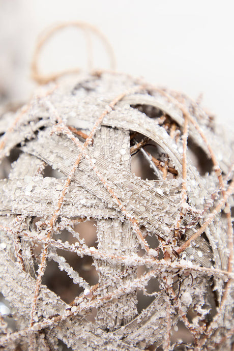 6" Natural Frost Vine Ball Ornament