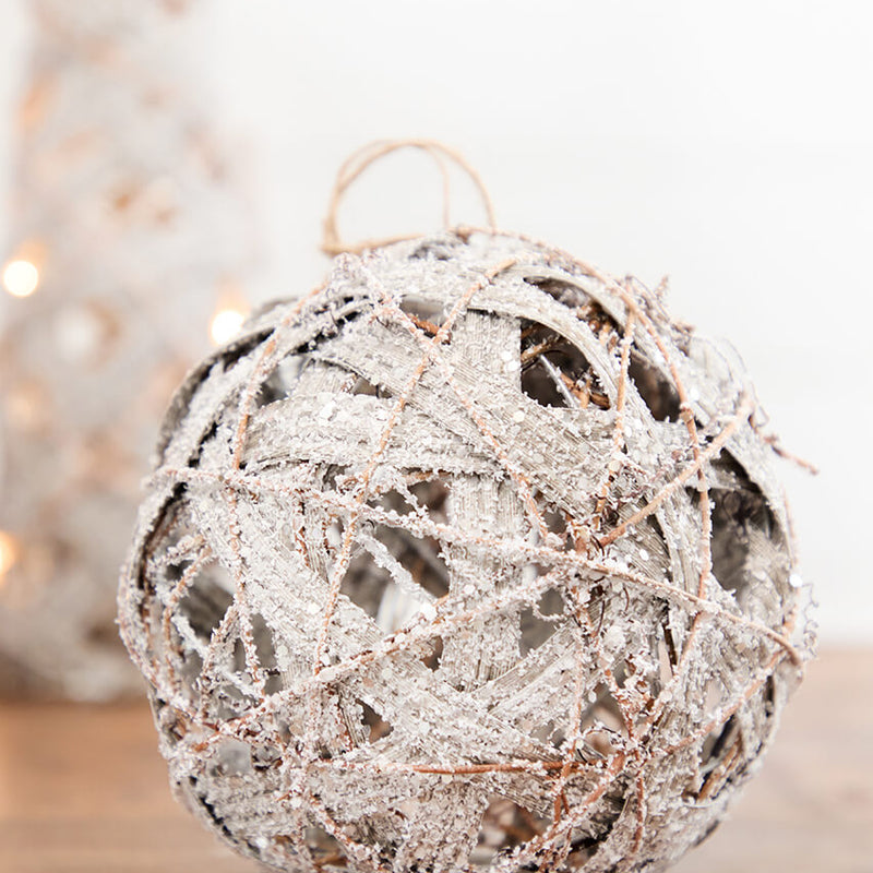 6" Natural Frost Vine Ball Ornament
