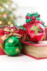 5" Reflector Ball with Bow Glass Ornament