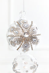 15" Glass Jewel Glitter Snowflake Finial