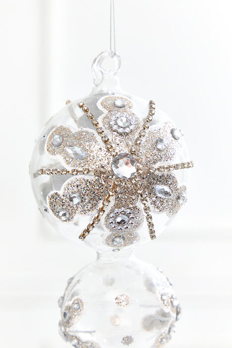 15" Glass Jewel Glitter Snowflake Finial