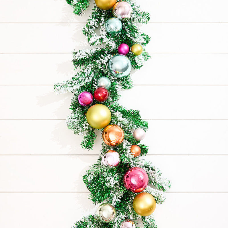 48" Snow Glitter Ball Retro Tinsel Garland