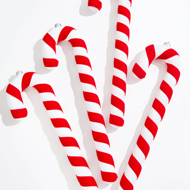 17" Velvet Candy Cane Box of 4