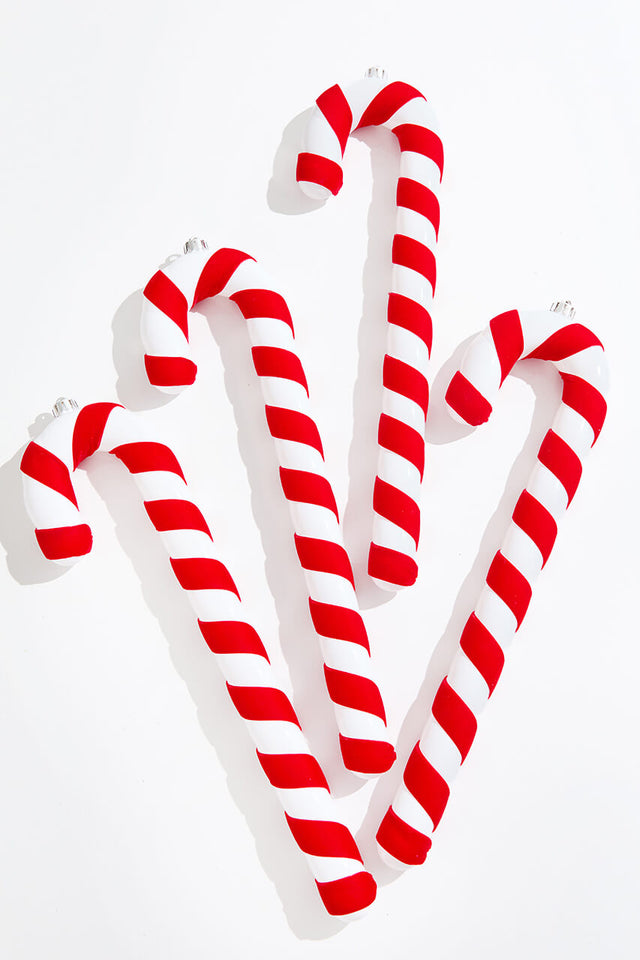 17" Velvet Candy Cane Box of 4
