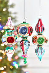 8" Glass Reflector Finial Ornament