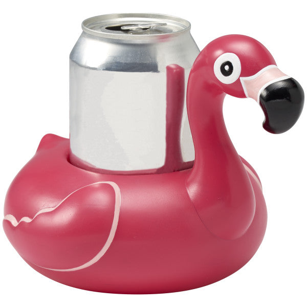 Tropical Party Cake Topper, 2-Piece Pool Party Cake Decoration Set, Includes Pink Flamingo Can Cooler and Tiki-Hut