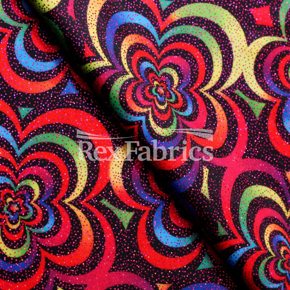 Spring Art Polyester Spandex Fabric - Multicolor Floral Print, 58/60" Width, 240 GSM (1 Yard)