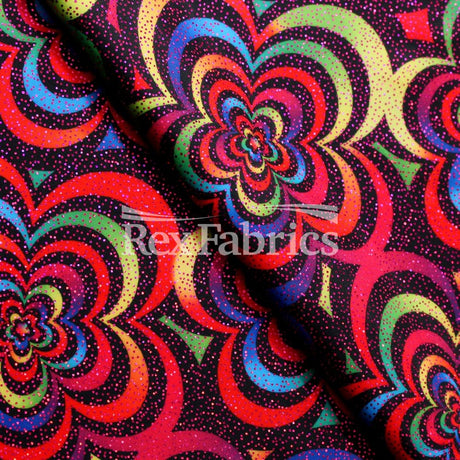 Spring Art Polyester Spandex Fabric - Multicolor Floral Print, 58/60" Width, 240 GSM (1 Yard)
